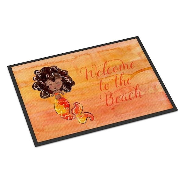 Carolines Treasures Mermaid Welcome Orange Indoor or Outdoor Mat - 18 x 27 in. BB8517MAT - main